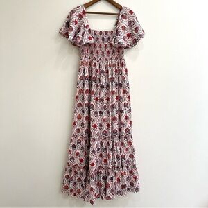 Sachin & Babi Danni Block Print Floral Square Neck Flutter Sleeve Maxi Dress 6